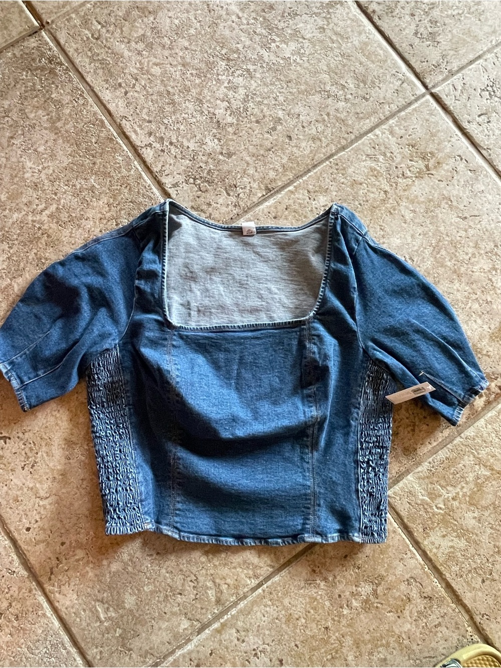 Old Navy Square-Neck Denim Top in Dark Blue